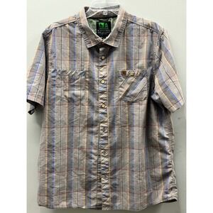 HippyTree Nomad Division Button Up Shirt Mens XL Grey Plaid Short Sleeve Natural